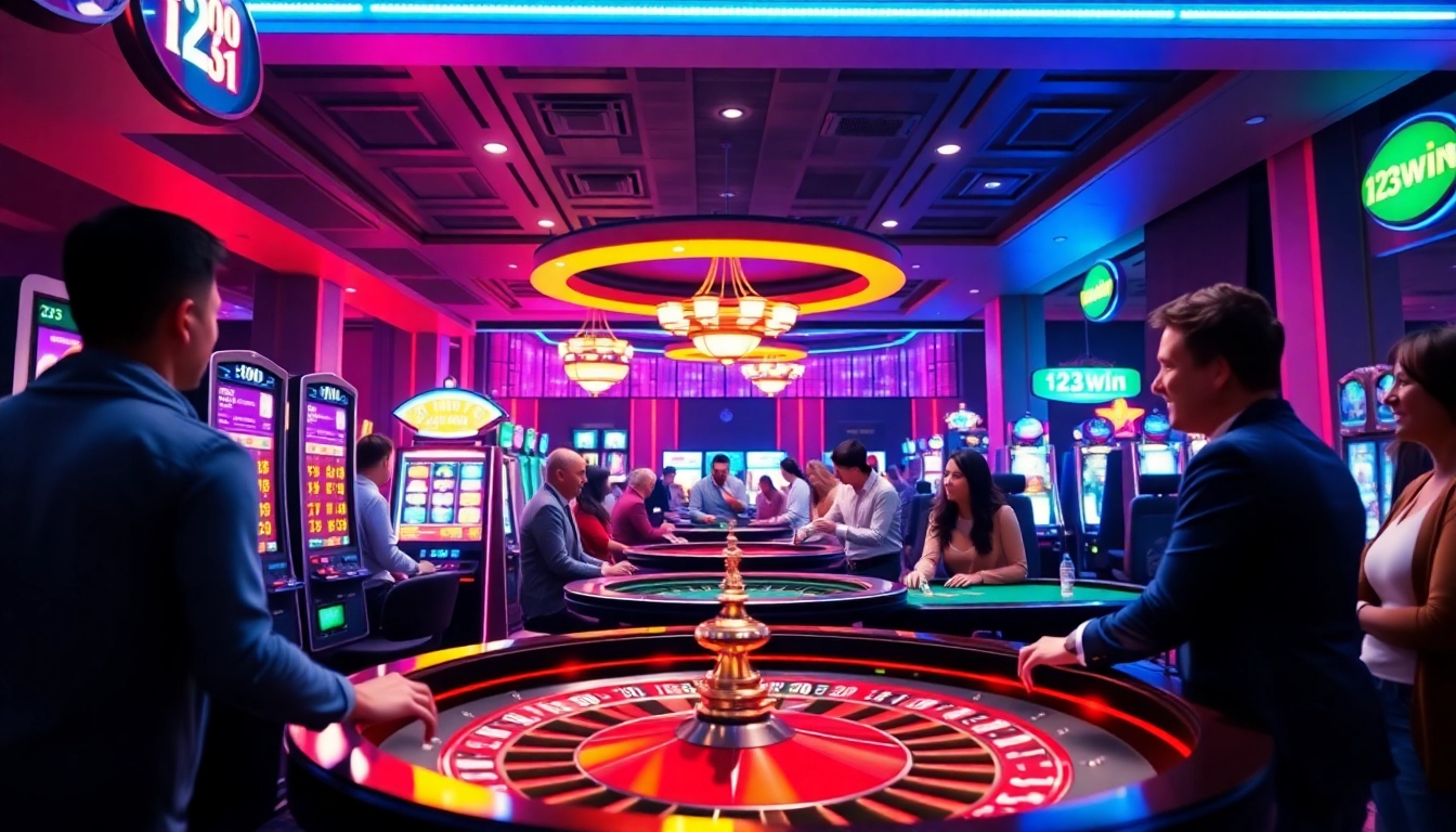 Experience the vibrant excitement of 123win's online casino with engaging games and luxury.