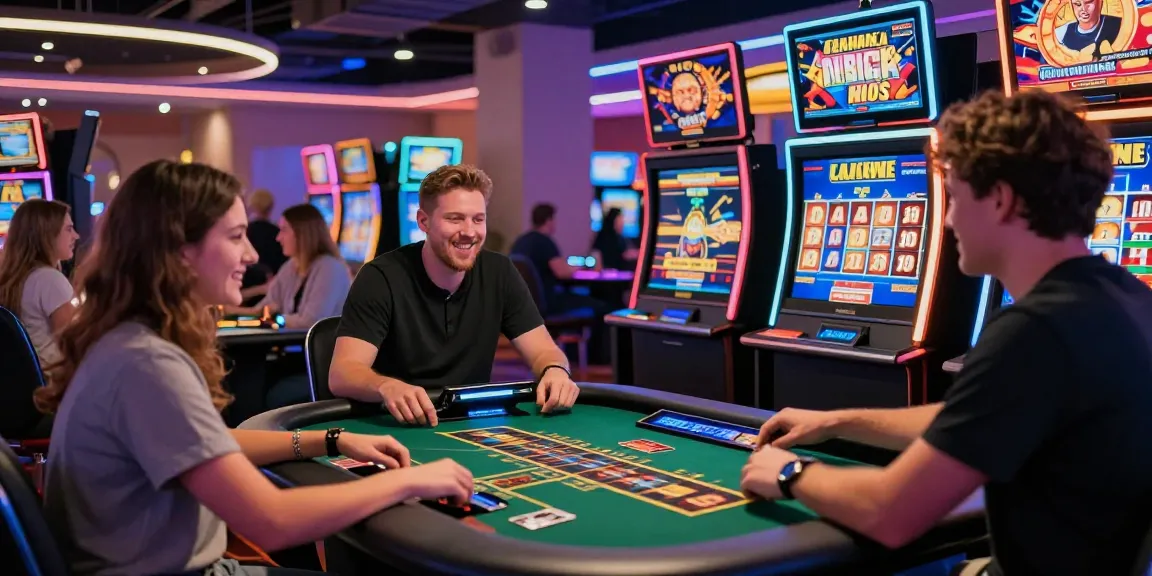 Dynamic online casino gaming scene at https://dea.org.uk with players enjoying credit card options, vibrant atmosphere, and exciting promotions.