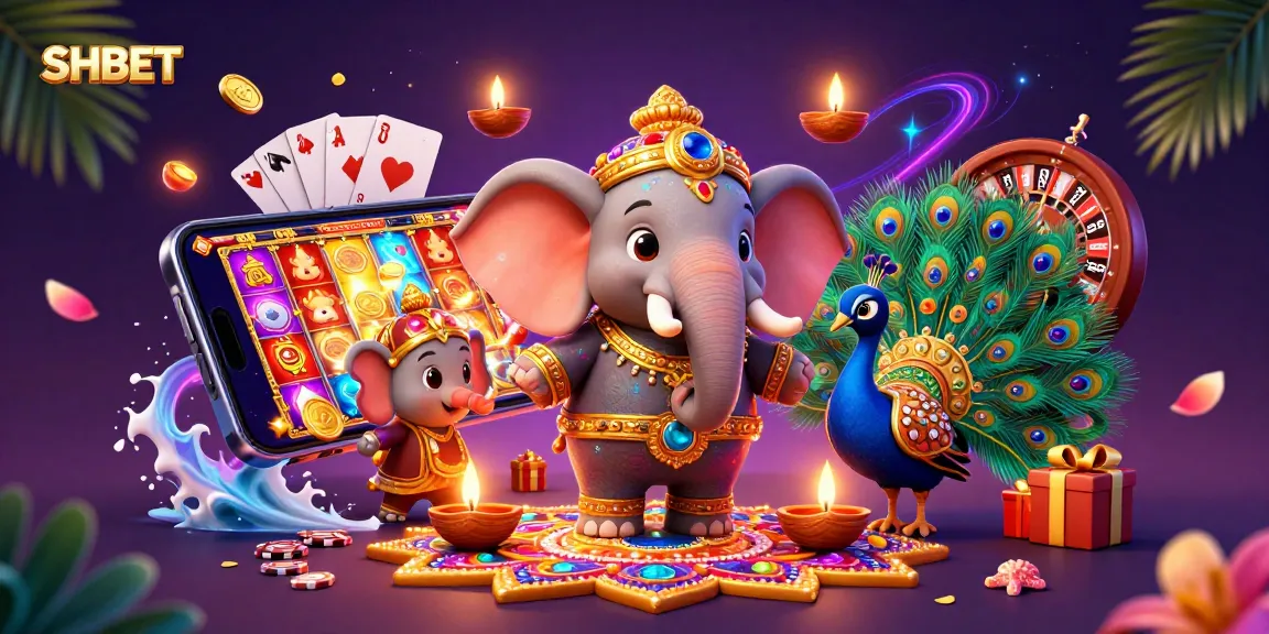 Action-packed scene showcasing SHBET with vibrant casino elements amidst colorful decorations and dynamic characters.