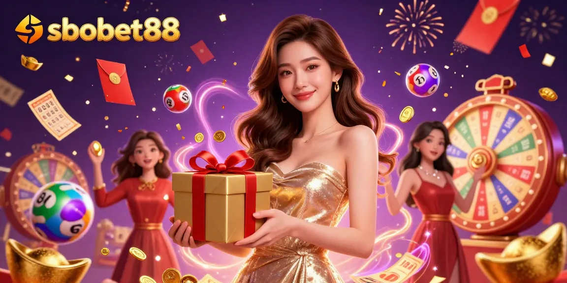 Experience excitement with sbobet88 showcasing a festive casino scene filled with colorful elements and a welcoming atmosphere.