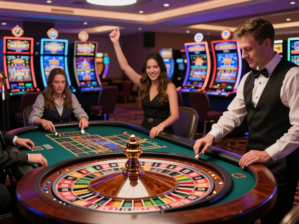 Players involved in strategic gameplay at non Gamstop casinos, highlighting a vibrant roulette table atmosphere.