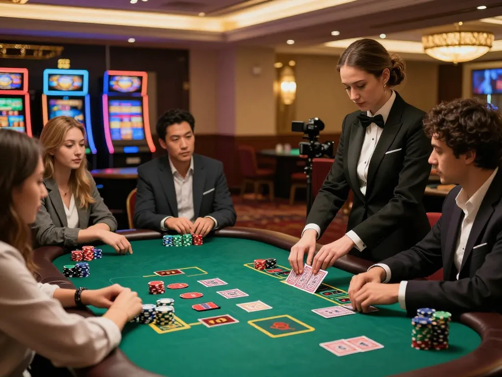 Players engaging at the blackjack table in the MM 99 casino, showcasing a vibrant gambling atmosphere.