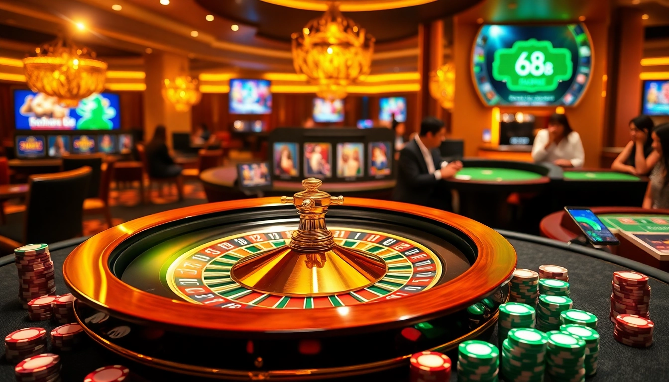 Experience thrilling gameplay at Go 88 with vibrant casino elements and digital interfaces.