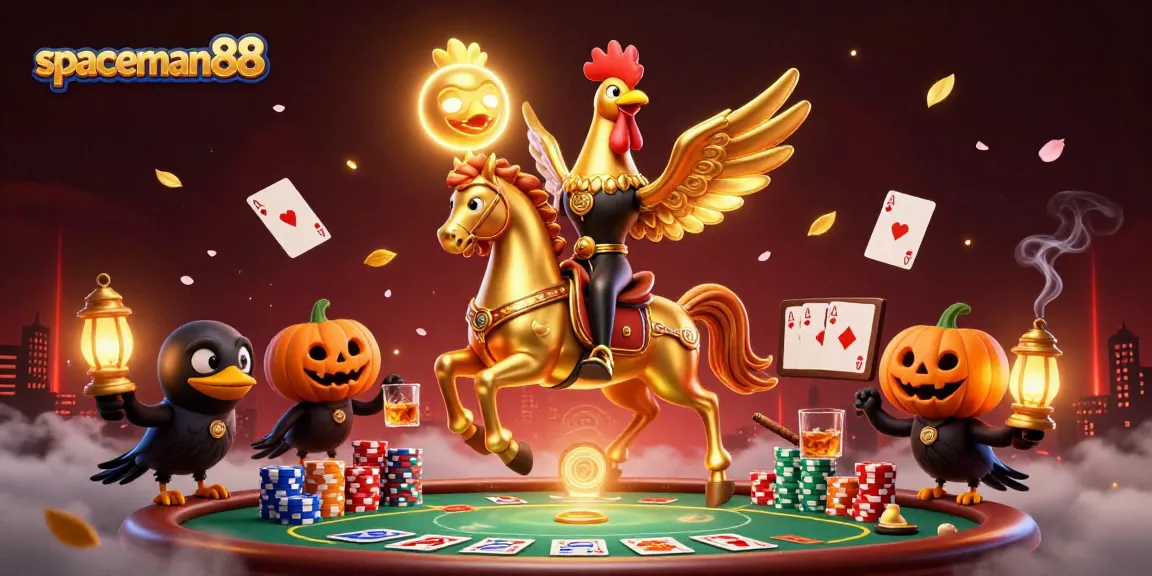 Spaceman88 celebrates big wins at the casino with a vibrant and surreal gaming scene.