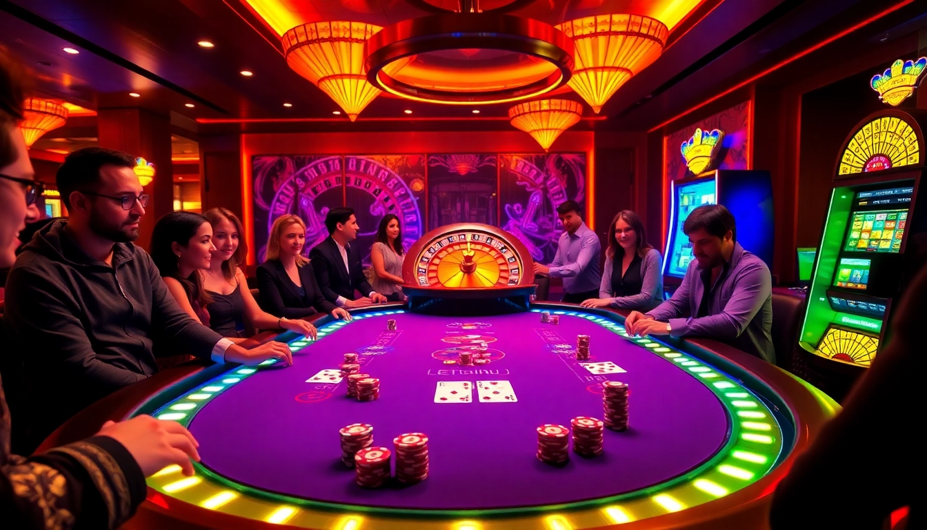 Experience thrilling poker action at https://kjc.ad/ with vibrant casino visuals and players engaged in high-stakes gameplay.