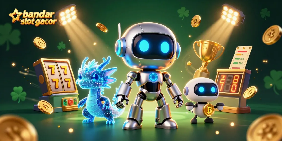 Engage with bandar slot gacor in a vibrant, dynamic 3D casino scene showcasing exciting slot game elements.