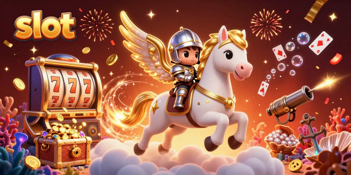 Experience the thrill of playing slot with golden rewards raining from every angle in this vibrant illustration.