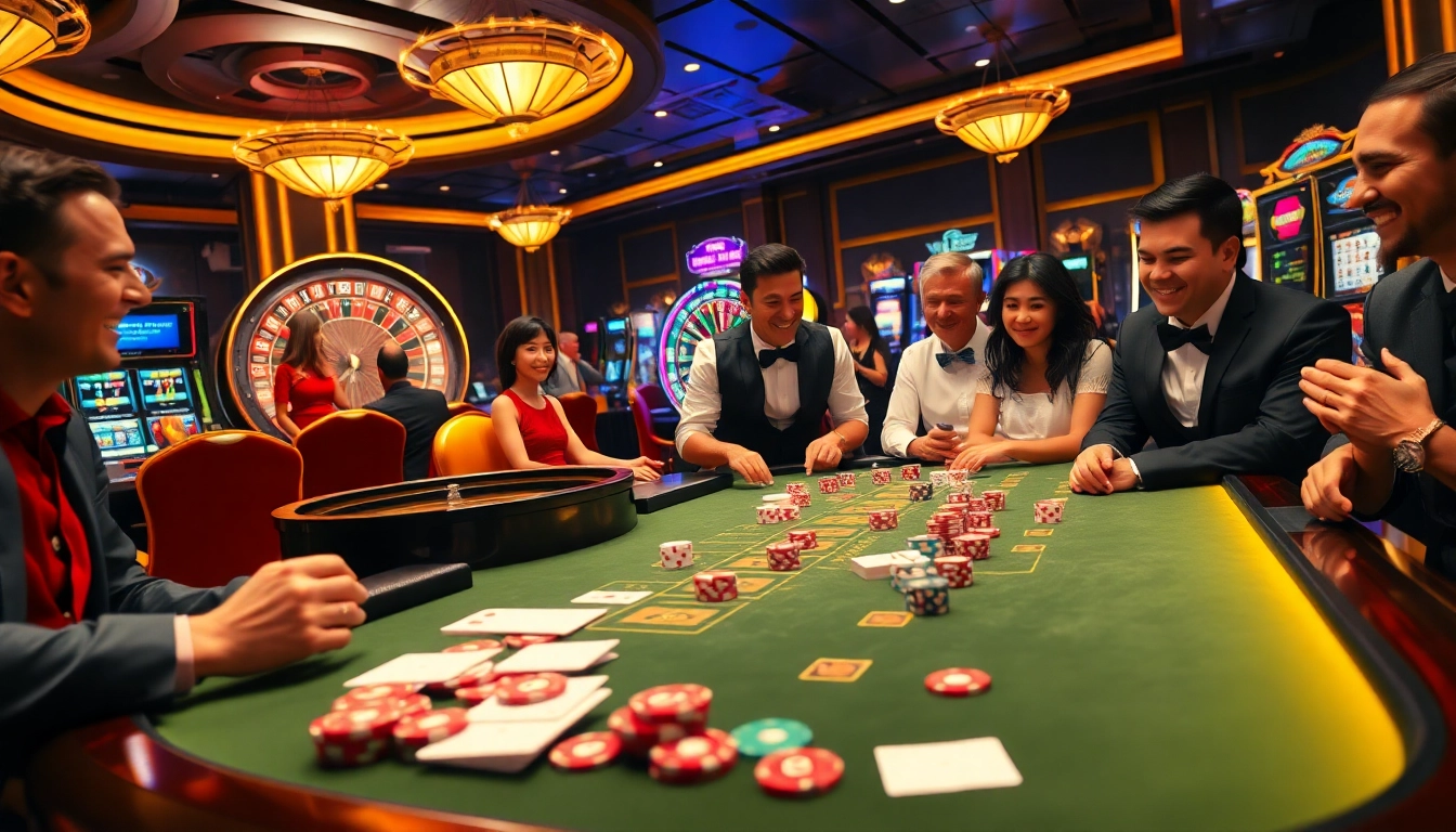 Experience the excitement of rr 88 with a vibrant gambling scene featuring cards and roulette.