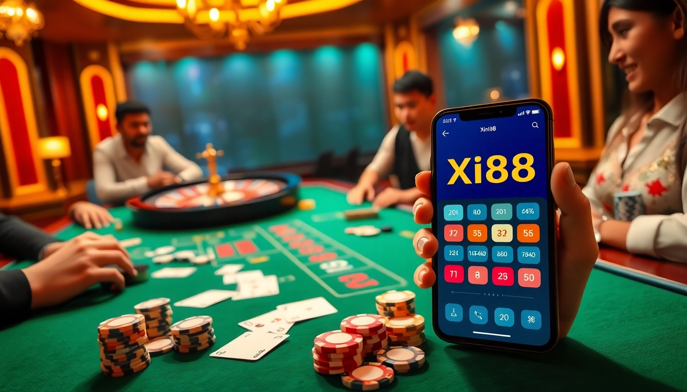 Experience thrilling gameplay at Xin88 with an elegant casino scene featuring poker chips and a roulette wheel.