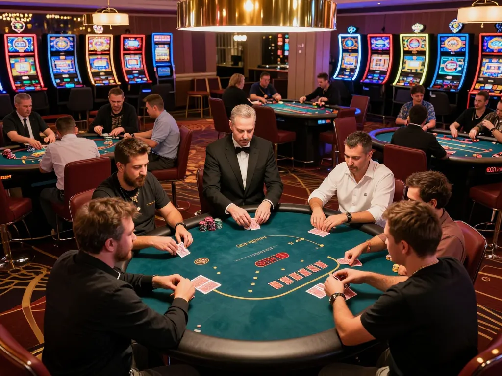 Players enjoying poker at 78win casino, showcasing strategic gameplay in a vibrant atmosphere.