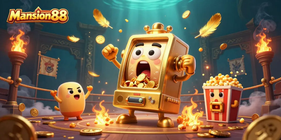 Mansion88 serves up thrilling jackpots with a vibrant golden slot machine celebrating wins smartly.