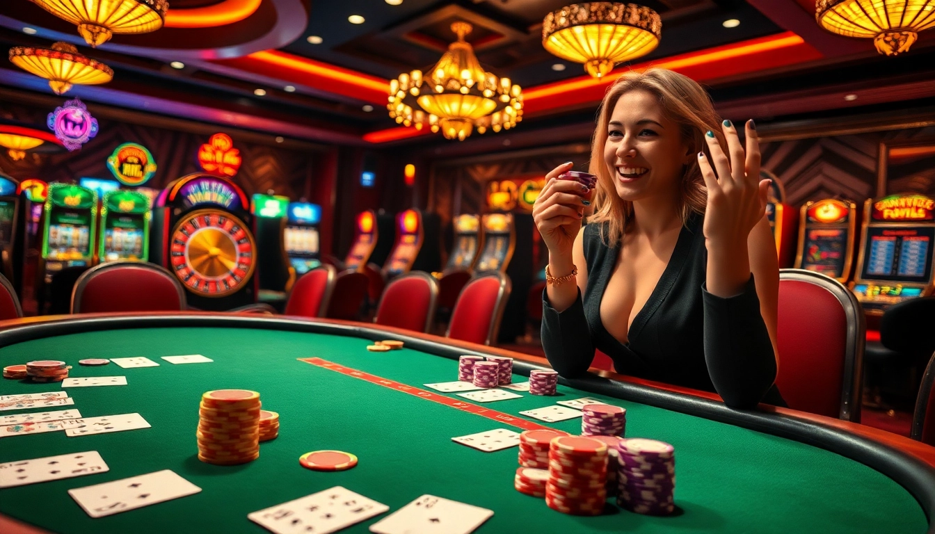 Experience the thrill of winning at Rikvip's vibrant casino atmosphere with poker, roulette, and slot machines.