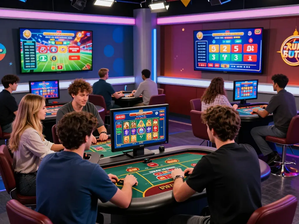 tv88 nhà cái players engaging in diverse casino games in a vibrant online gambling environment