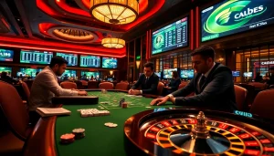 C168 players engaging in a high-stakes poker game with vibrant casino elements.