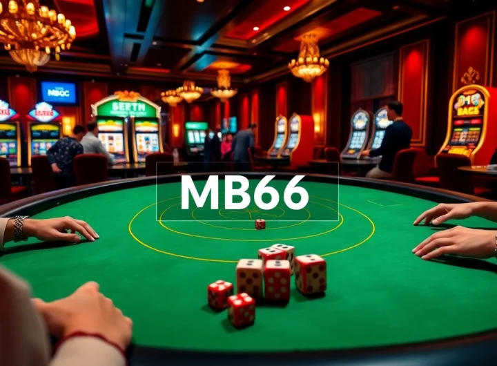 Players engaging in a poker game at a luxurious casino table featuring MB66 betting options.