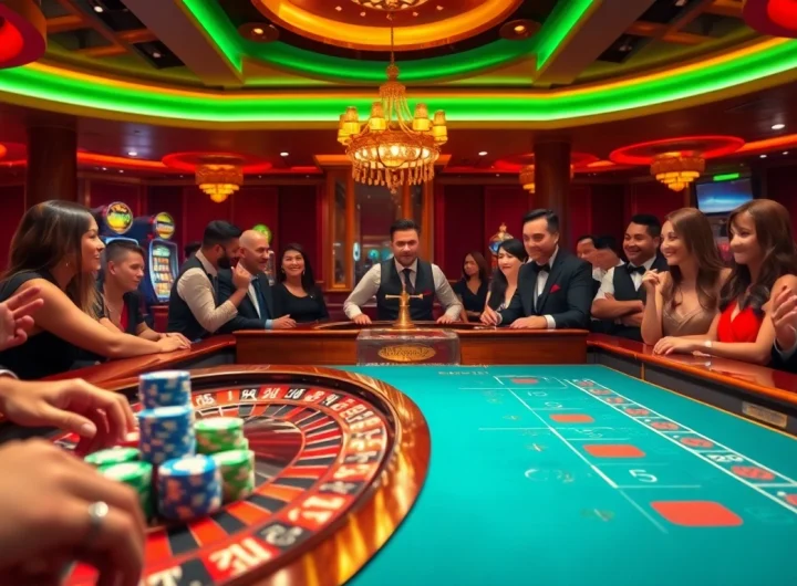 Players enjoying the vibrant atmosphere at 8XX casino table games, featuring exciting roulette action.