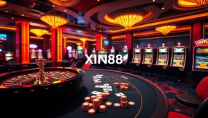 Experience dynamic gaming at XIN88 with colorful casino tables and engaging poker action.