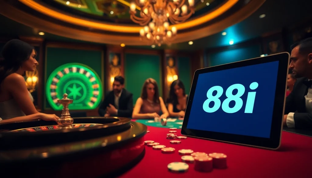 Experience the thrill of 88i casino games with players engaging at luxurious tables.