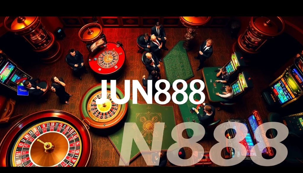 Experience thrilling gameplay with JUN88 trang chủ featuring vibrant casino tables and exciting gambling action.