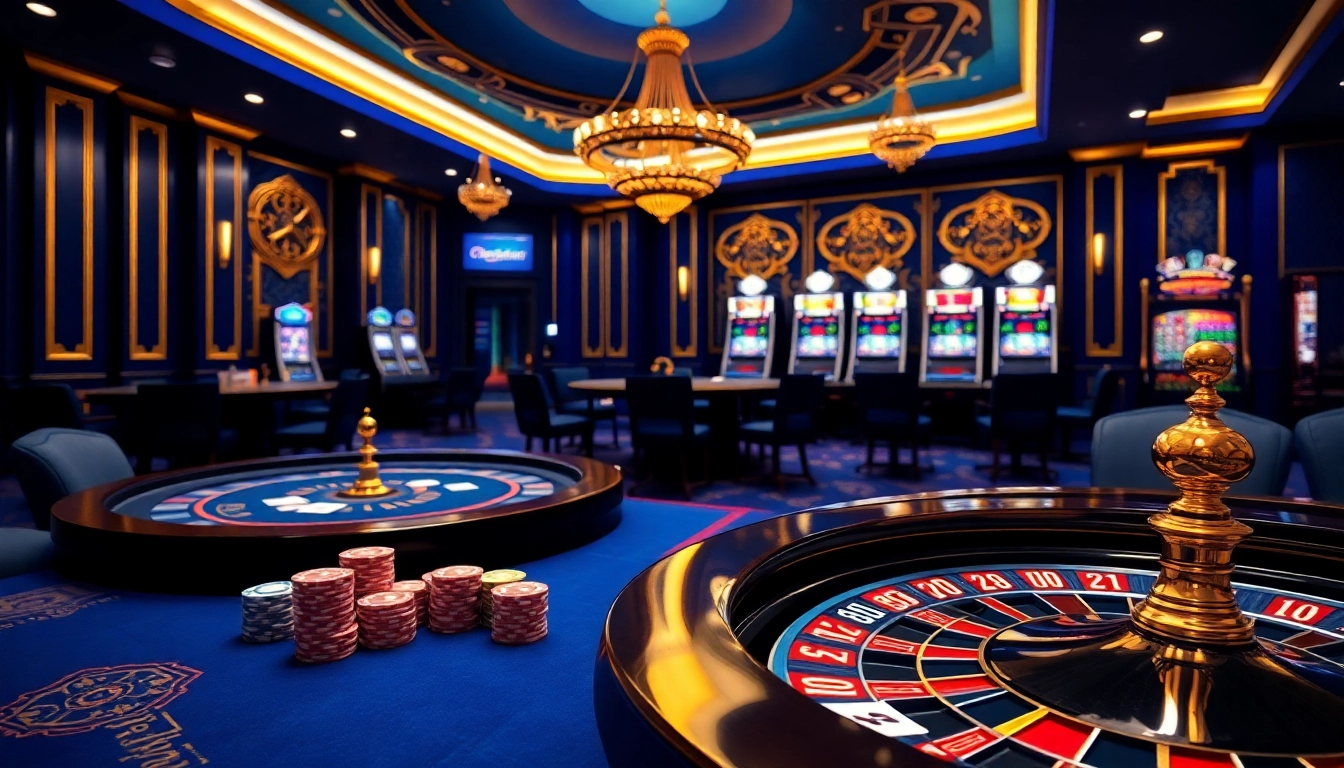Experience ph365 blue edition with luxurious gaming tables and vibrant casino ambiance.
