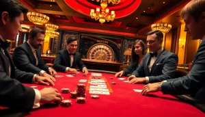 Players engage in a high-stakes poker game at https://pxjthailand.org/, displaying excitement and luxury.
