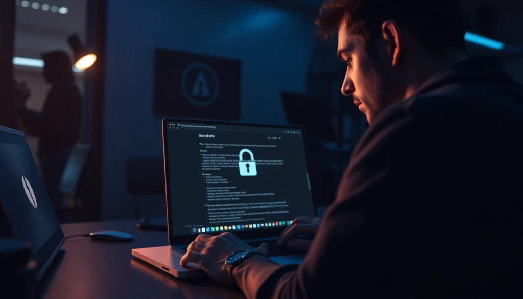 The hidden wiki interface displayed on a laptop screen in a secure workspace, symbolizing dark web access.