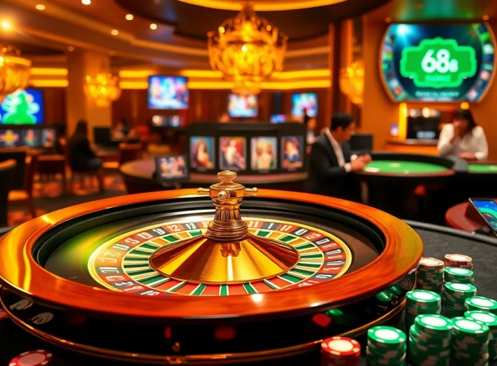 Experience thrilling gameplay at Go 88 with vibrant casino elements and digital interfaces.