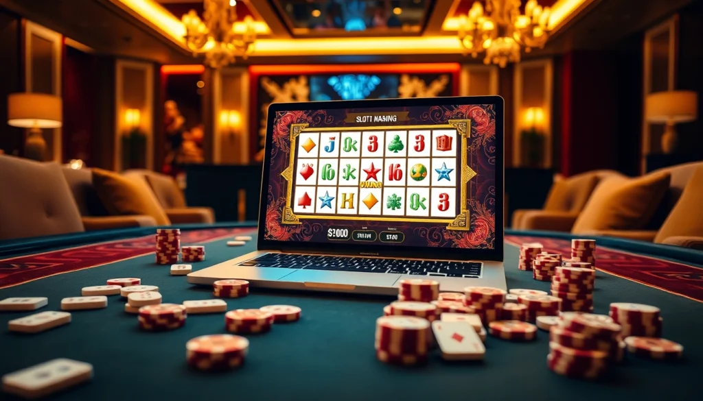 Experience the thrill of the demo slot mahjong game in an upscale casino setting.