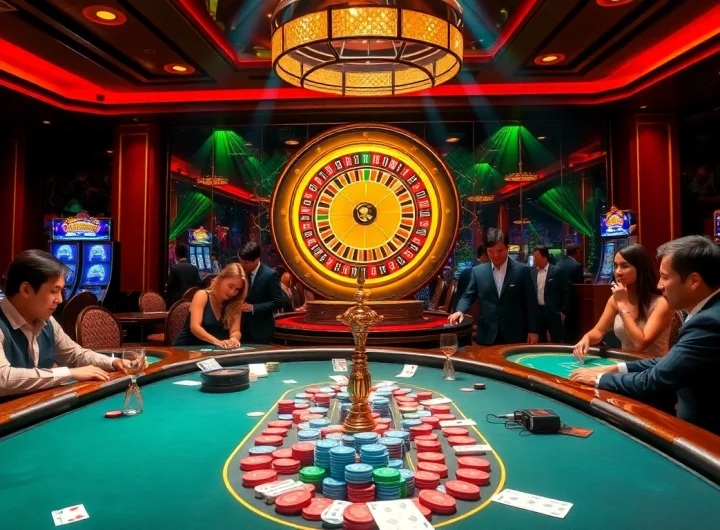 Join the thrill at King88 casino with vibrant tables, cards, and lively atmosphere.