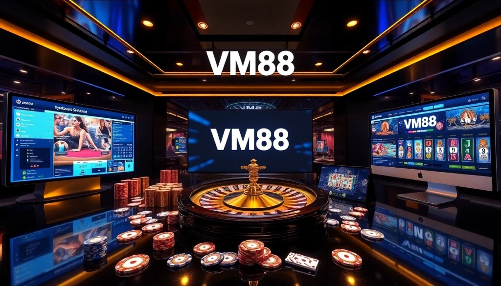 Strategically placing bets on VM88’s live casino interface showing vibrant poker chips and dynamic odds