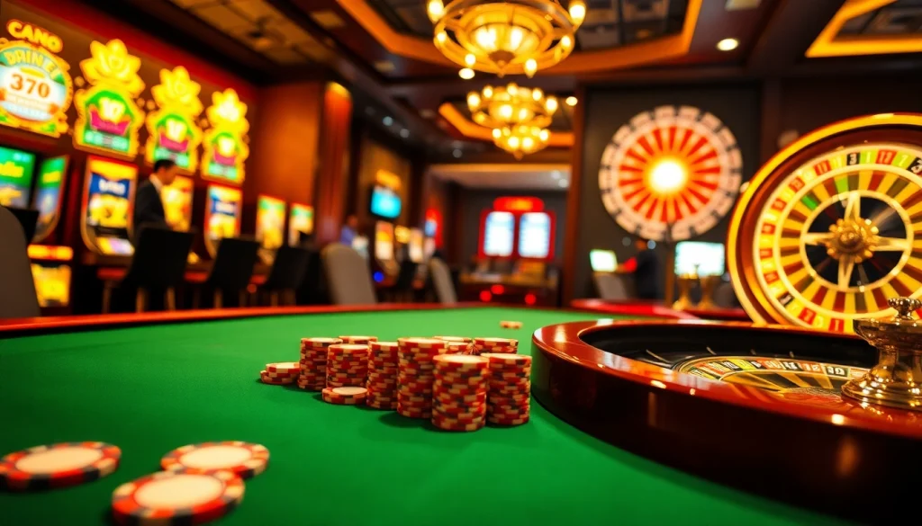 Experience the thrill of gaming at https://thabet1.net/ with poker chips and a vibrant roulette wheel.