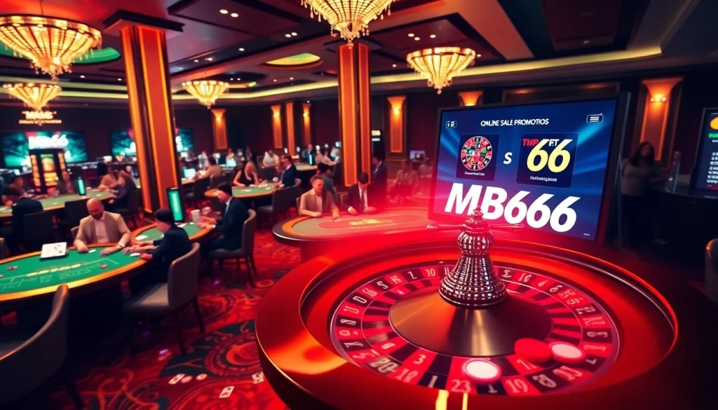 Experience thrilling gameplay at MB66, featuring elegant casino tables and vibrant roulette action.