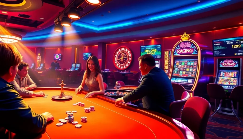 Kkwin players enjoying a thrilling casino experience at a vibrant poker table.