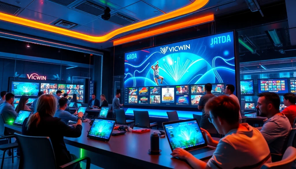 Experience the dynamic VICWIN online gaming platform with vibrant graphics and user engagement.