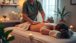 Experience the calming essence of 동탄출장마사지 with a soothing home massage setup featuring a professional therapist.