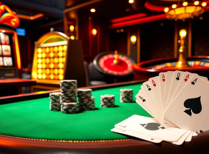 Players enjoying an exciting poker game at BRO138 login table with vibrant chips and professional lighting.