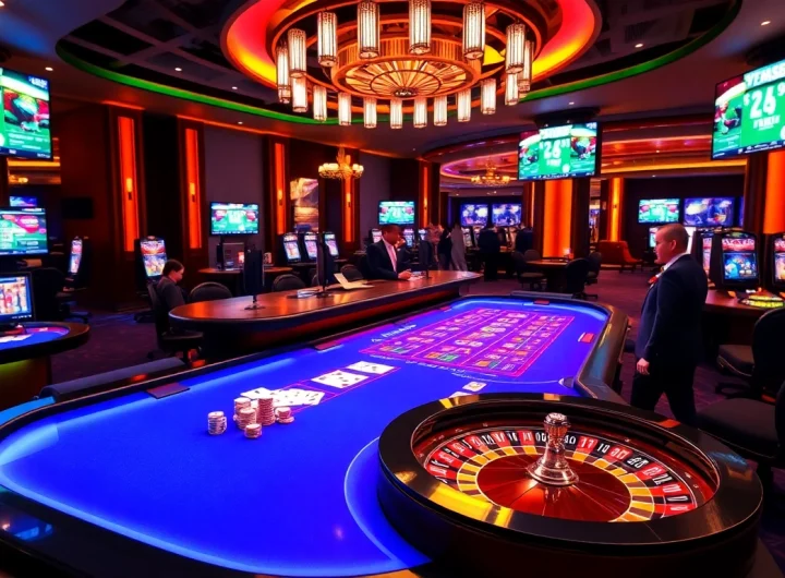 Exciting KP88 online casino scene with vibrant gaming elements, dealer interactions, and luxurious ambiance.