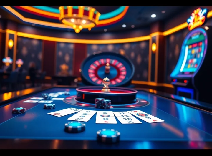 Experience exhilarating gambling action at https://555win1.it.com with poker chips, cards, and a roulette wheel.