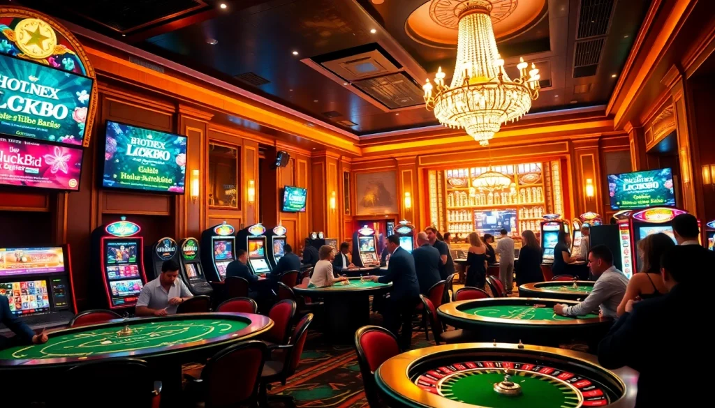 Players enjoying games at a luxurious casino featuring promotions from https://luck88.bar/.