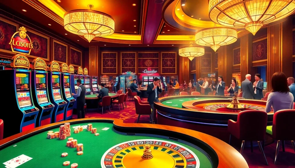 Engage in thrilling gambling experiences at https://ee88.gb.net/ with vibrant casino visuals showcasing excited players and games.