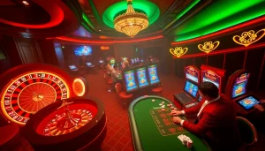 Playing exciting casino games at RAJA LUCK with vibrant slot machines and thrilling poker tables.