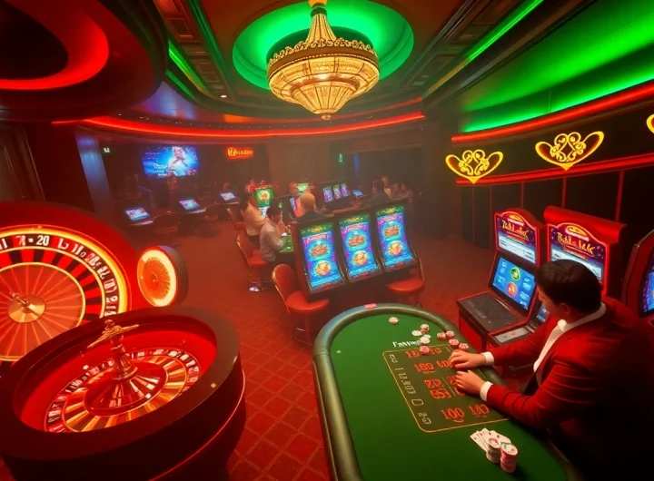 Playing exciting casino games at RAJA LUCK with vibrant slot machines and thrilling poker tables.
