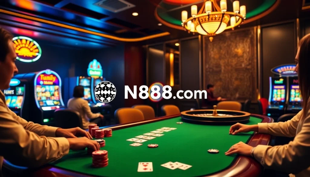 Experience the thrill of gambling at MN88 com's luxurious casino tables with vibrant games.