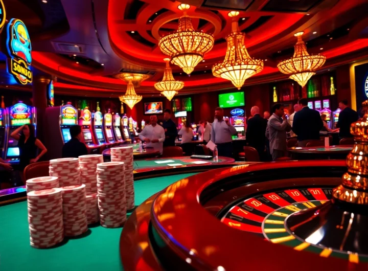 SODO casino with vibrant tables and enthusiastic players enjoying high-stakes gambling excitement.