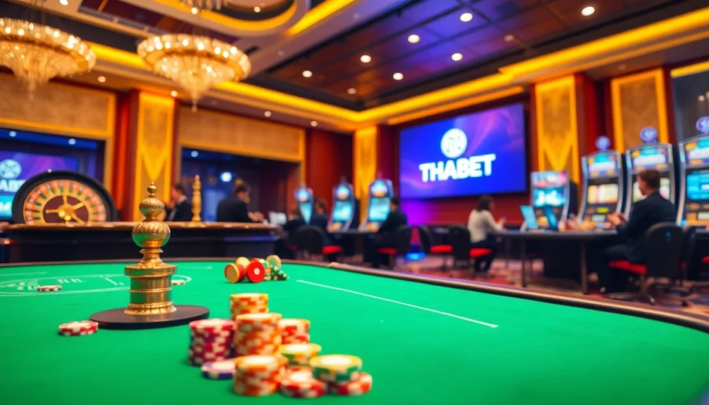 Experience the thrill of gambling with immersive gameplay at https://thabethome.com/ featuring elegant casinos, vibrant slot machines, and engaged players.