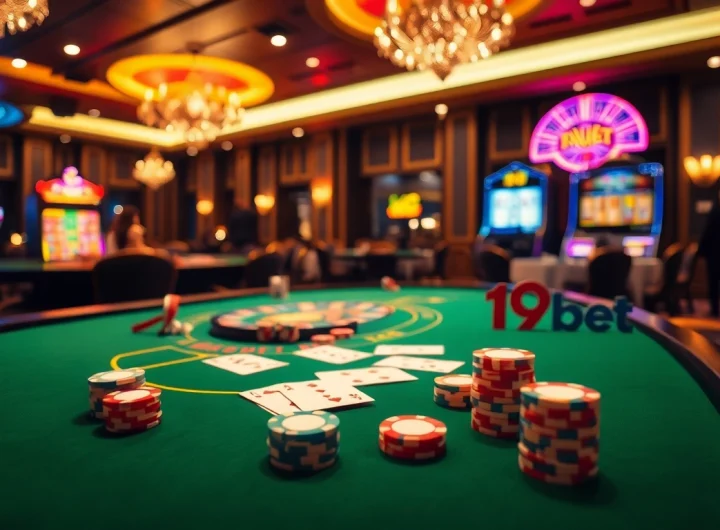 Players enjoying a thrilling poker game at i9bet casino with vibrant atmosphere.