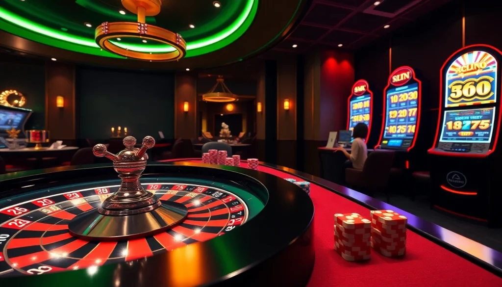 Experience the thrill of online gambling with Hitclub's dynamic casino setup featuring roulette and poker.