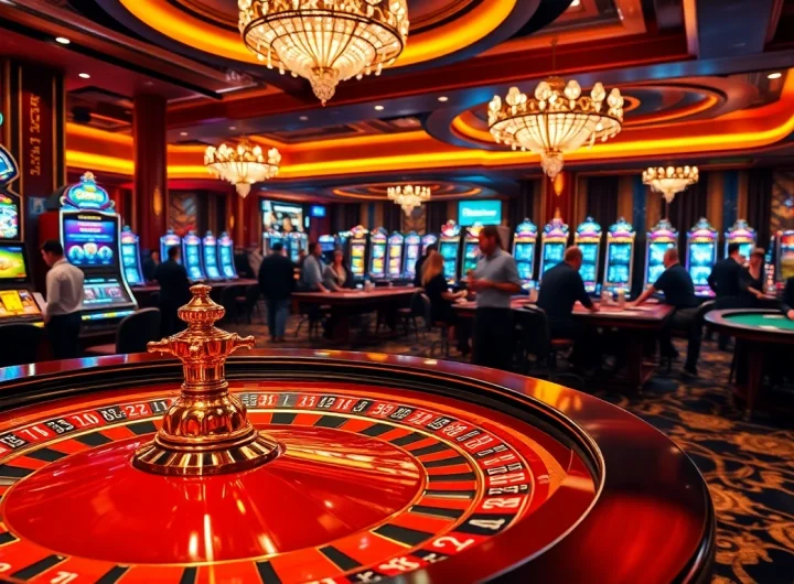 Experience the thrill of gambling at RR888 with a vibrant casino scene featuring roulette and slots.