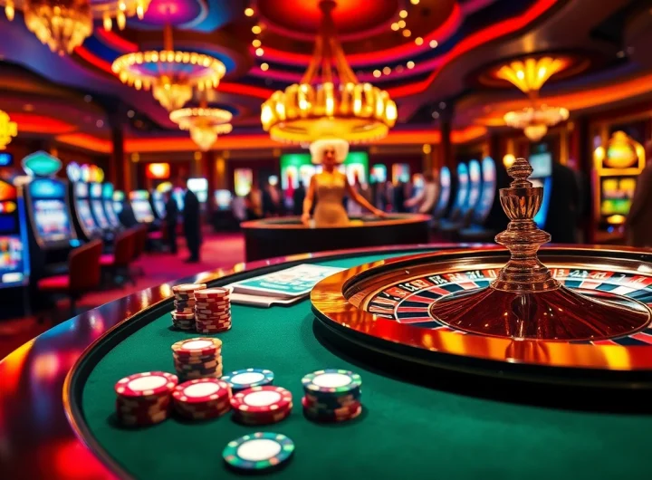 Exciting casino atmosphere with roulette and poker elements showcasing 88xx gaming excitement.