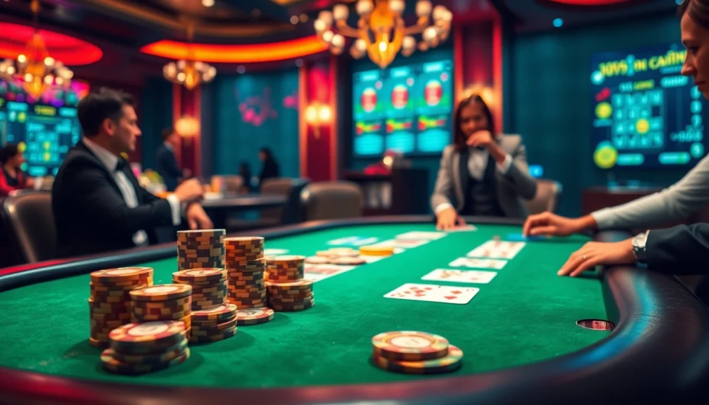 Engaging players at a luxurious poker table showcasing https://bem88.com betting excitement.